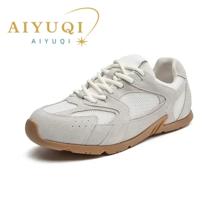 Baskets pour femmes Printemps-Été 2026 Nouveauté en cuir véritable Rétro Tendance Décontractées Plates à lacets