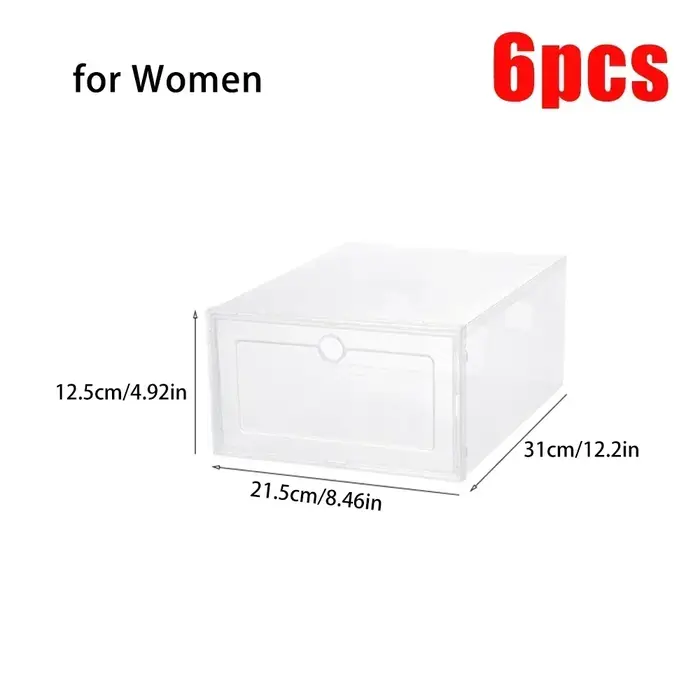 Boîtes à chaussures transparentes empilables, 6 pièces, boîte de rangement de chaussures en plastiqu