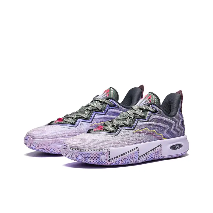 Anta KAI 2 Textile, Chaussures de basketball basses en cuir synthétique avec plaque de carbone au milieu du pied pour homme Gris Violet 112541111-3