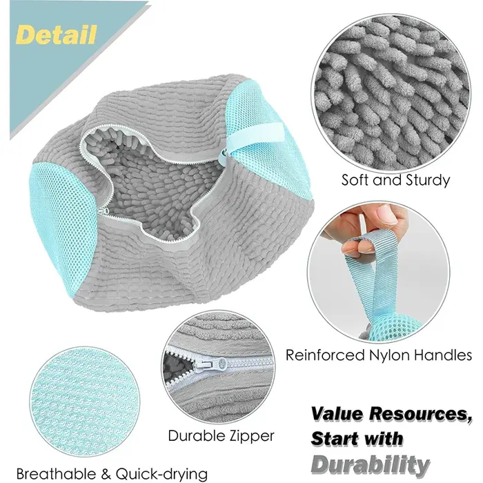 Sac de lavage pour chaussures en filet rembourré