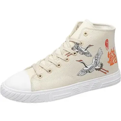 Chaussures Montantes en Toile pour Femme, Baskets Chics et Rétro de Style Chinois, en Caoutchouc, Mo