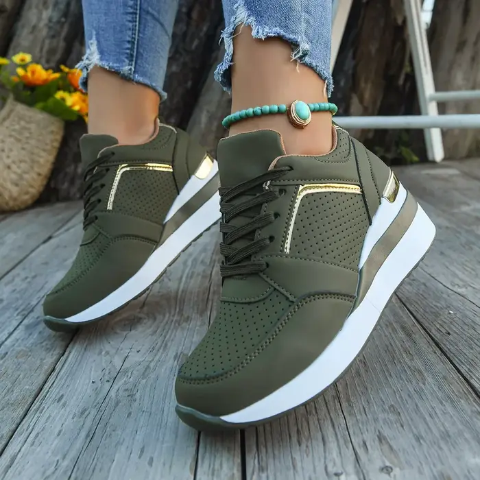 Chaussures de sport décontractées pour femmes printemps automne nouveau Style maille à lacets talon incliné fond épais