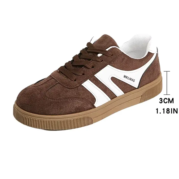 Baskets compensées marron en faux daim pour femme
