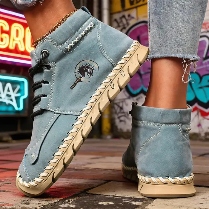 Ashion baskets à la main en cuir chaussures pour femmes mi-haut femmes chaussures plates décontractées nouvelles chaussures de créateur Mujer Zapatos Chaussure Femme