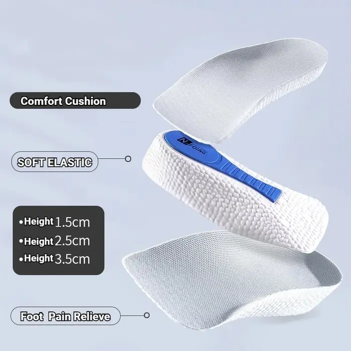 Semelles intérieures d'augmentation de la hauteur en mousse à mémoire de forme pour hommes femmes chaussures pieds