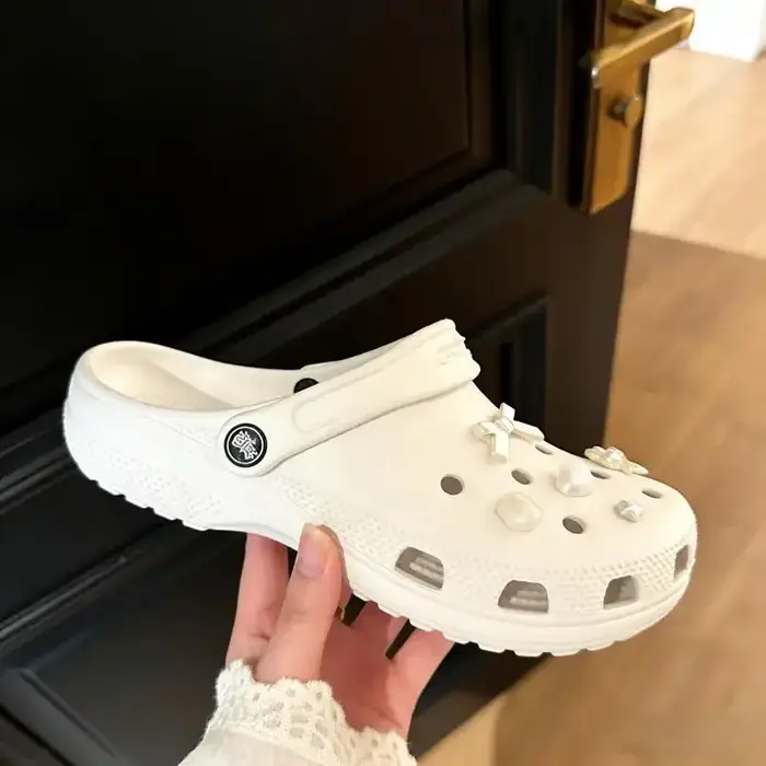 Ensemble de breloques pour chaussures femme style Balletcore avec nœud blanc