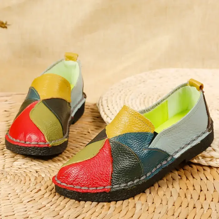 Femmes couleurs mélangées chaussures automne nouveau Style ethnique rétro semelle souple