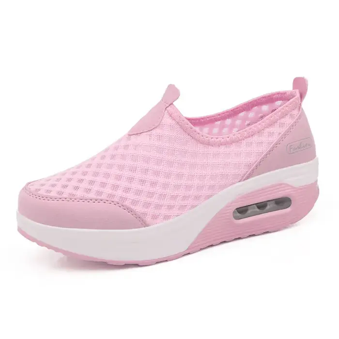 Chaussures à plateforme pour femmes, chaussures de loisirs en tissu maille, à enfiler, chaussures d'