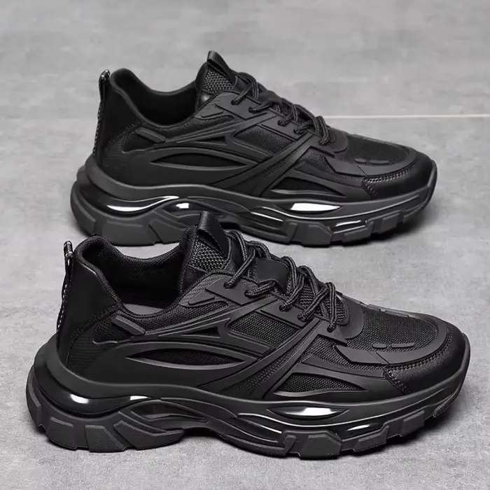 Hiver gros rehaussement baskets homme en cuir véritable maille ascenseur chaussures chaud semelle ép