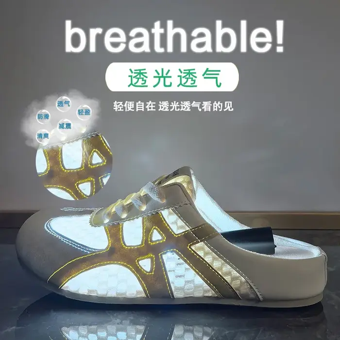 Women's Flat Slingback Shoes Woman Lace Up Sneaker Mesh Patchwork Shoe 2025 Summer Ladies Casual Breathable Comfortable Tennis