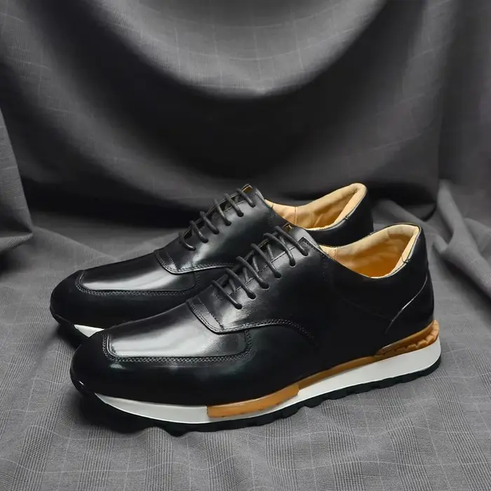 Marque chic en cuir véritable hommes baskets décontractées chaussures mode européenne automne hiver semelle