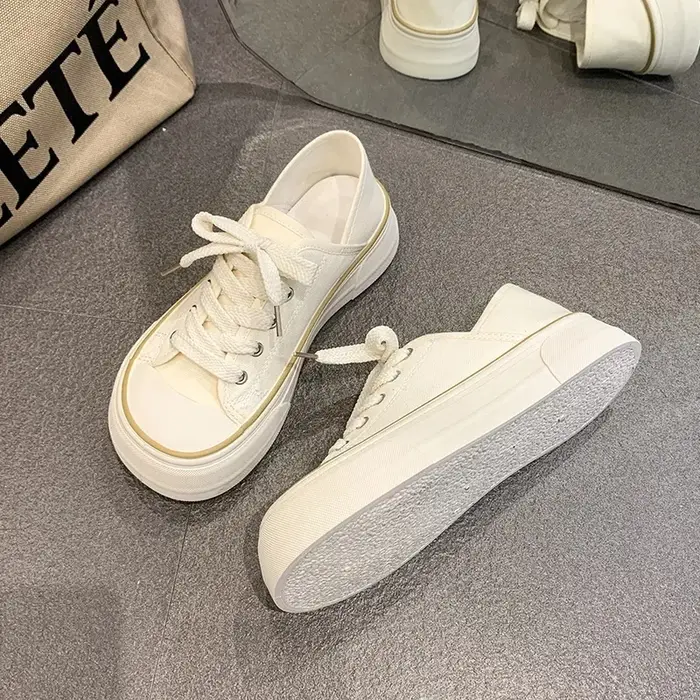 Chaussures en toile à enfiler pour femmes, mignonnes et laides, demi-pantoufles à fond épais, polyva