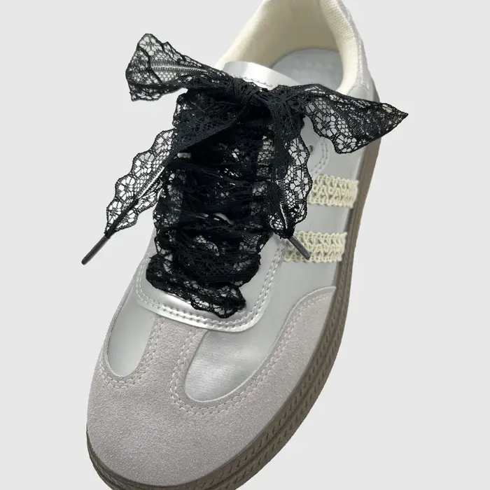 1 paire de lacets fantaisie pour femmes chaussures décontractées largeur lacet plat pour baskets noir blanc