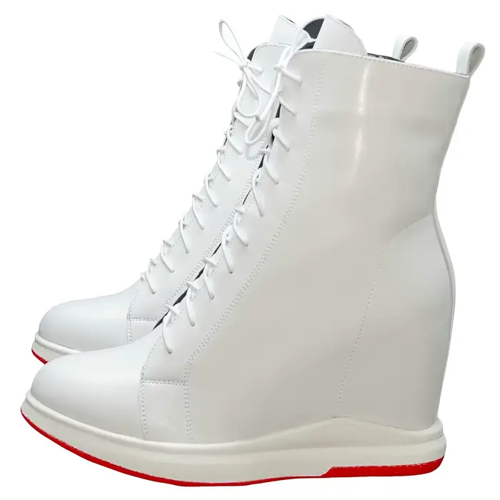 Bottes de neige en cuir véritable pour femme, chaussures vulcanisées à talons hauts, taille 44, bask