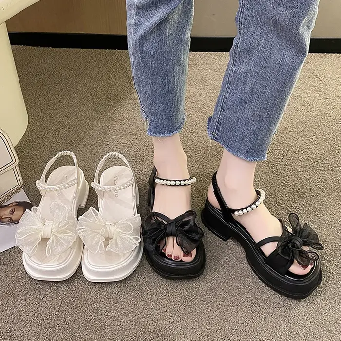 Dames chaussures en vente 2025 été nouvelle mode Bow femmes sandales polyvalent moderne quotidien