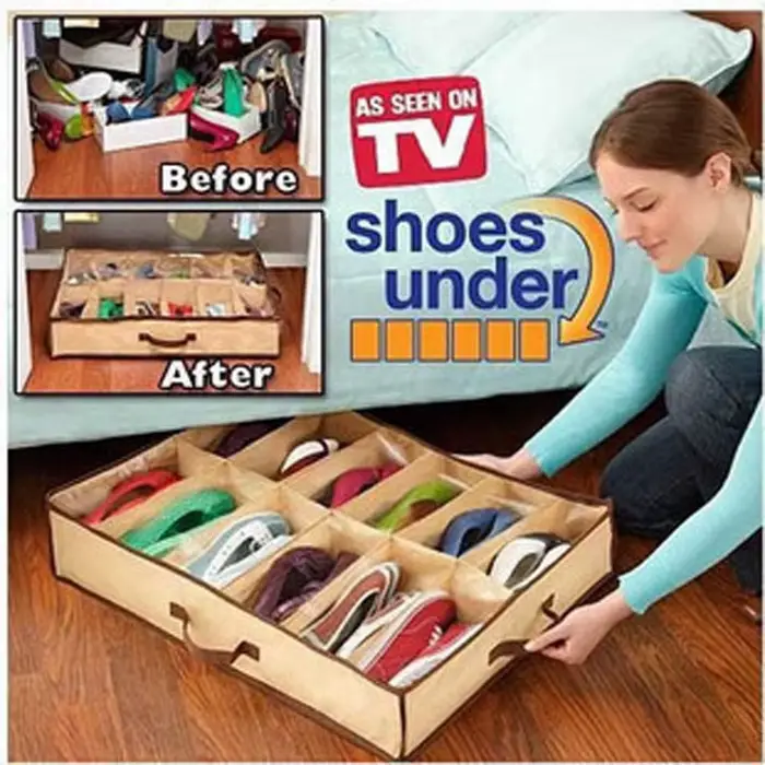 Boîte à chaussures de rangement transparente à 12 grilles