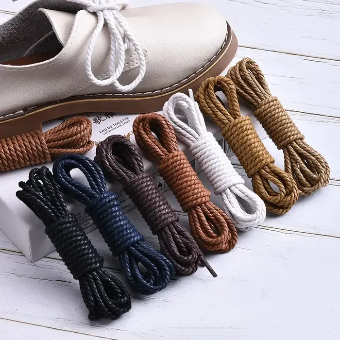 1 paire lacet lacets en cuir décontracté lacets ronds cirés chaussures Martin bottes chaussures de S