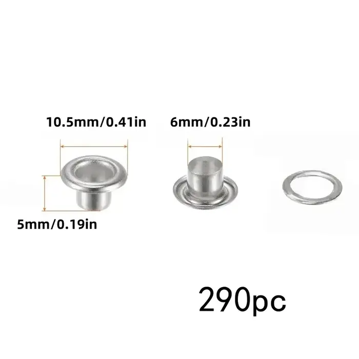 Kit de 290 œillets en acier inoxydable argenté de 6 mm