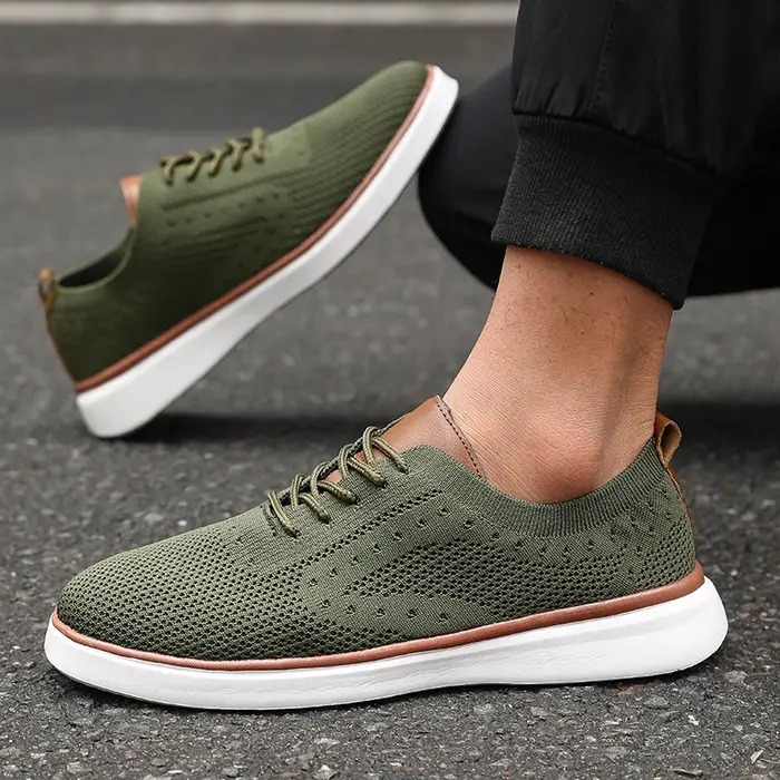 Nouveaux hommes baskets en tricot léger respirant maille chaussures décontractées antidérapant semelle souple mode