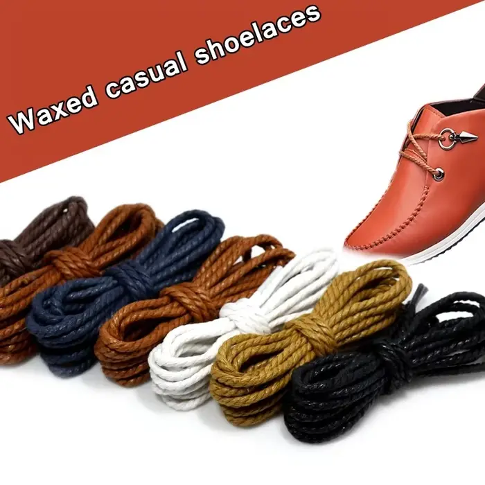 1 paire Shoelce lacets en cuir décontractés lacets ronds cirés chaussures Martin bottes chaussures d