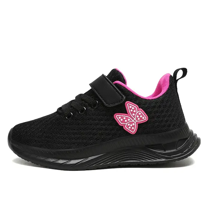 Chaussures de course de sport pour filles avec Velcro, baskets décontractées en maille respirante, c