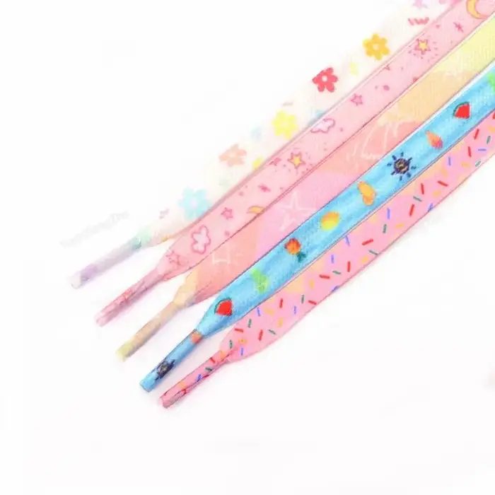 Lacets Lumineux Imprimés en Tissu de Qualité pour Baskets, Chaussures Plates, à la Mode, pour Bol, L
