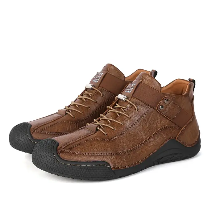 Bottes décontractées en cuir cousues à la main pour hommes