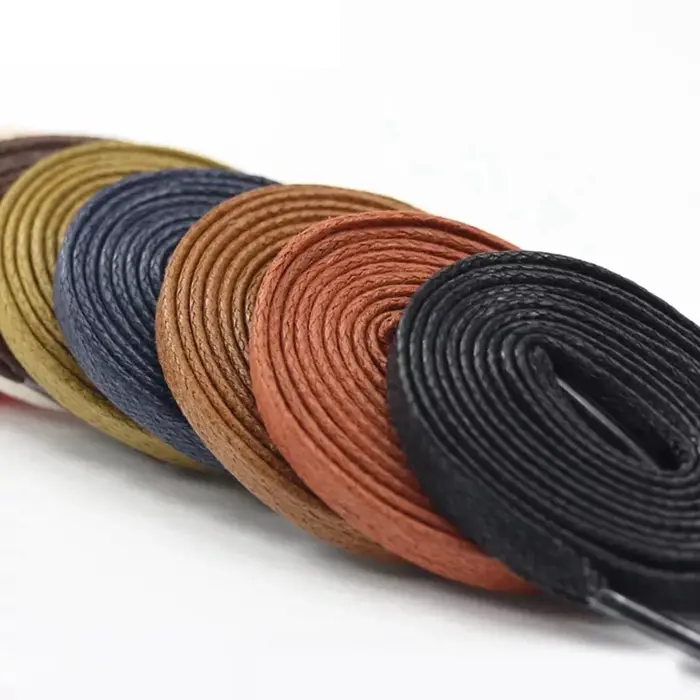 Lacets Lumineux Plats Cirés en Cuir Imperméable, Chaussures Décontractées, Bottes Unisexes, Longueur