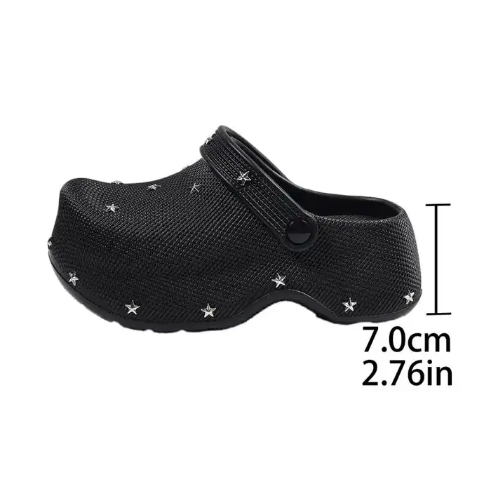 Sandales Sabots Plateforme Chunky Y2K Étoile Métallique Femme Été 2026 – Chaussures de Jardin à Semelle Épaisse et