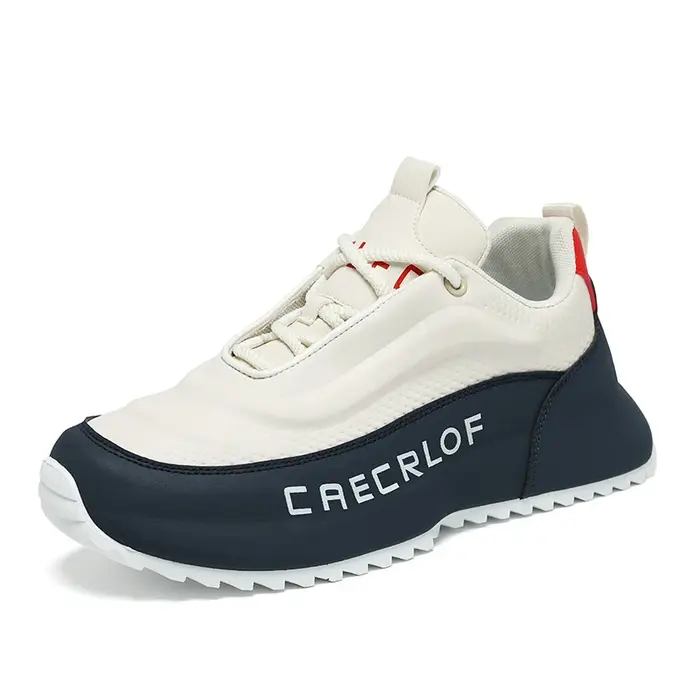 Baskets Chunky Blanches et Bleu Marine pour Hommes avec Accents Rouges