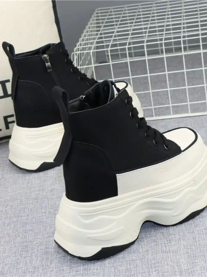 Chaussures à Semelle Compensée en Cuir pour Femme