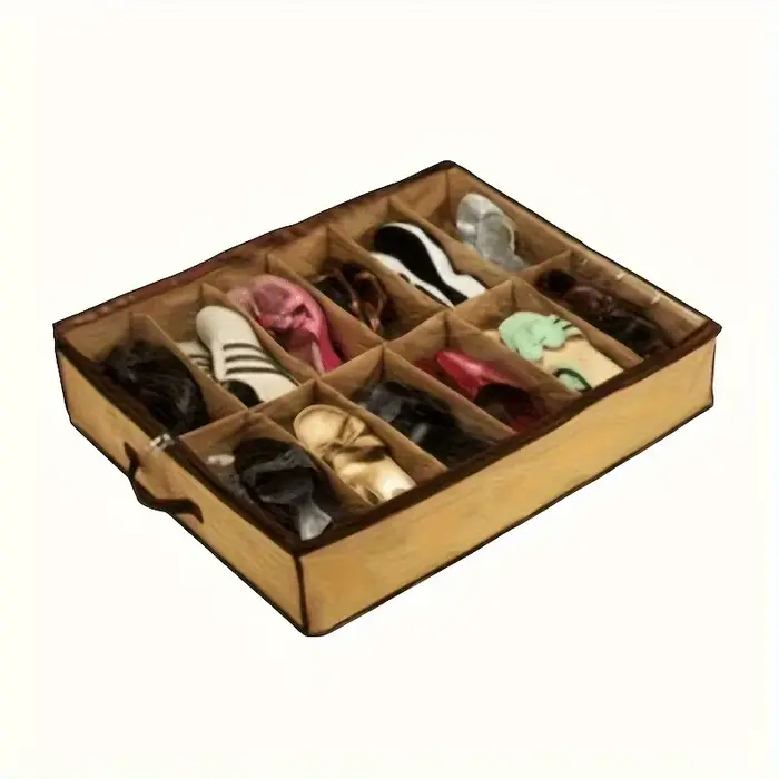 Boîte à chaussures avec fermeture éclair de sécurité - sac de rangement, armoire gain de place pour l'entrée sous le lit/la penderie - convient pour les chaussures de sport, les bottes