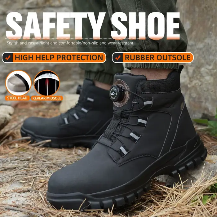 Chaussures de travail à bouton rotatif pour hommes