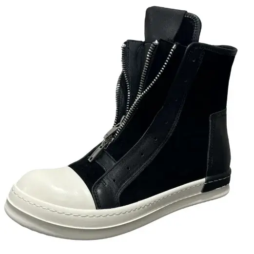 Chaussures en cuir style urbain à double fermeture éclair