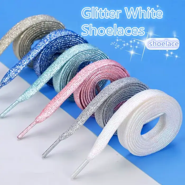 1 paire paillettes colorées largeur lacet cordes lacets plats pour course athlétique mode lacet bask