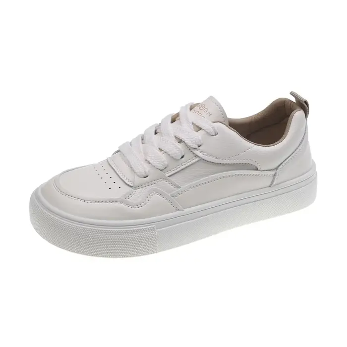 Chaussures Plates en Cuir group pour Femme, Baskets Blanches à la Mode, Respirantes, Décontractées, 