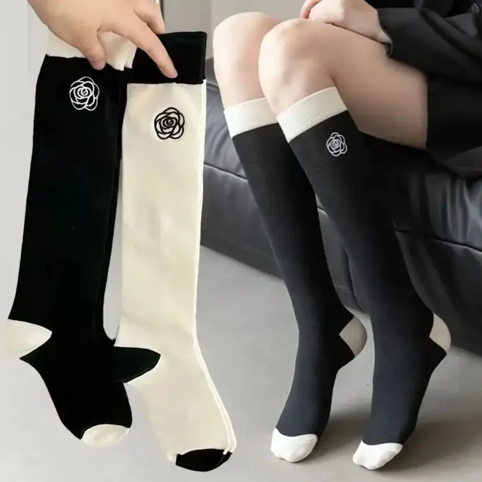 Mode élastique camélia Rose chaussettes longues respirant Lolita Golf Sport
