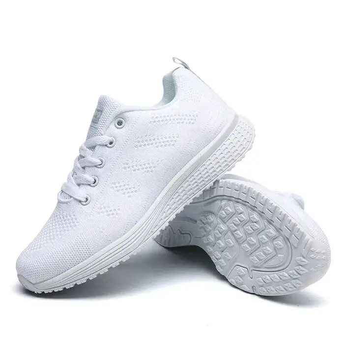 Femmes Chaussures Décontractées Mode Respirant Marche Maille FlatShoesSneakers Blanc Femme