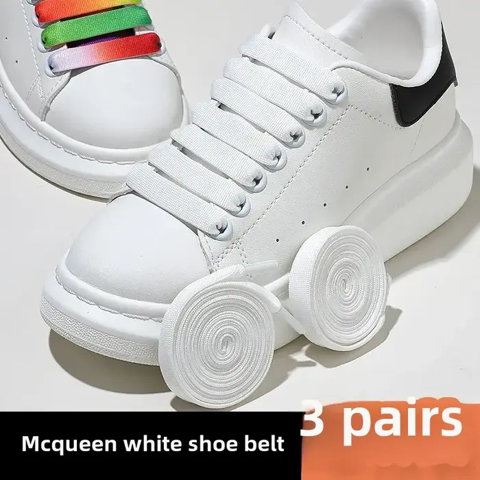 Lacets de chaussures originaux McQueen MCQmcqueen unisexe 1.2cm Double couche blanc largeur corde de chaussure pour hommes et femmes