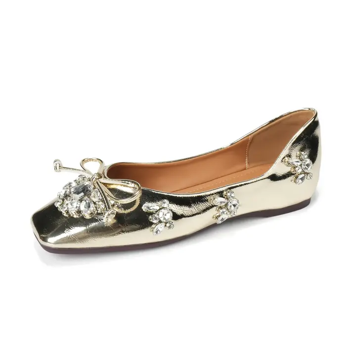 Nouvelles Chaussures Décontractées de Luxe pour Femme 2026 avec Strass, Chaussures Plates à Bout Car
