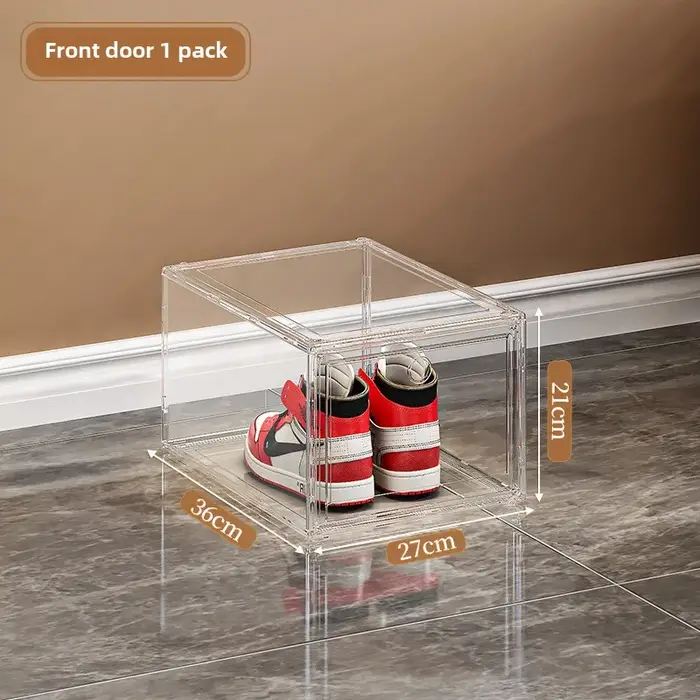 Boîte à chaussures transparente épaissie avec fermeture magnétique, grande boîte de rangement empila