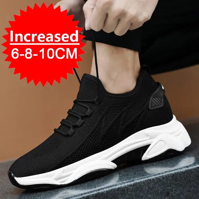 Baskets hommes chaussures d'ascenseur hauteur augmenter chaussures pour hommes semelle intérieure décontractée 10 cm 8 cm 6 cm talons en option mocassins plus grands sport masculin