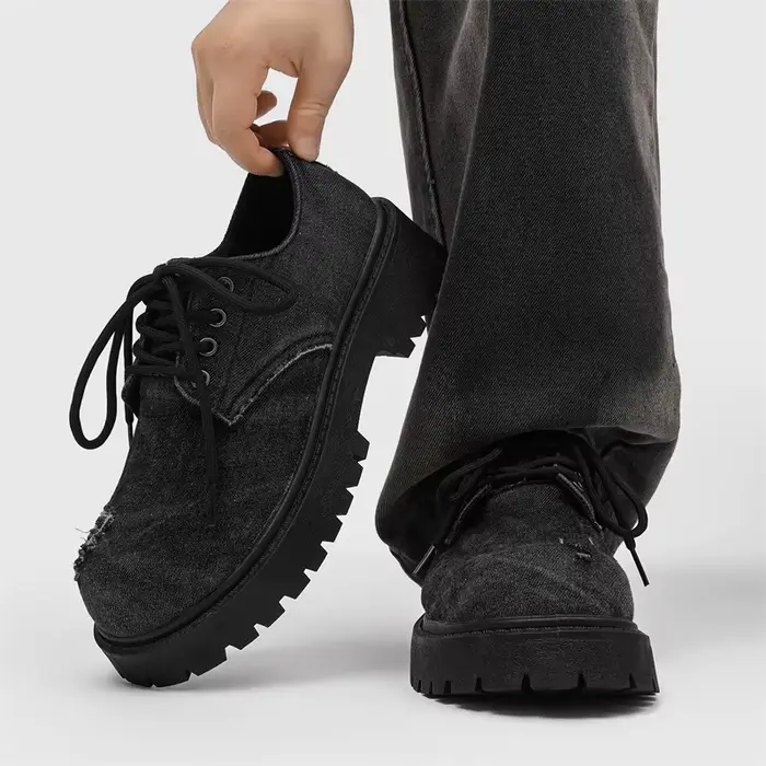 Chaussures Derby en jean déchiré pour hommes