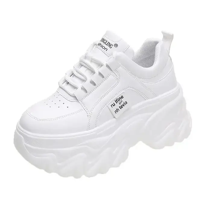 Femmes chaussures tendance blanc noir grosses baskets automne hiver fond épais papa chaussures de ha
