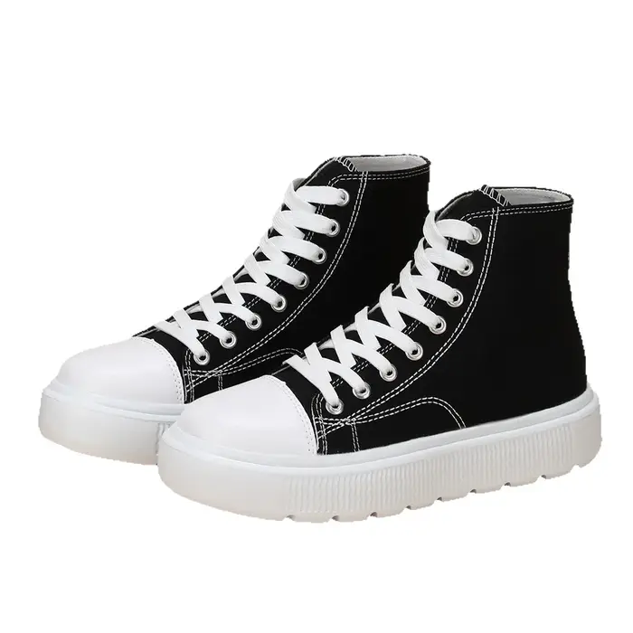 Femmes toile chaussures haut femme toile bottes courtes à lacets semelle légère Tennis chaussures de
