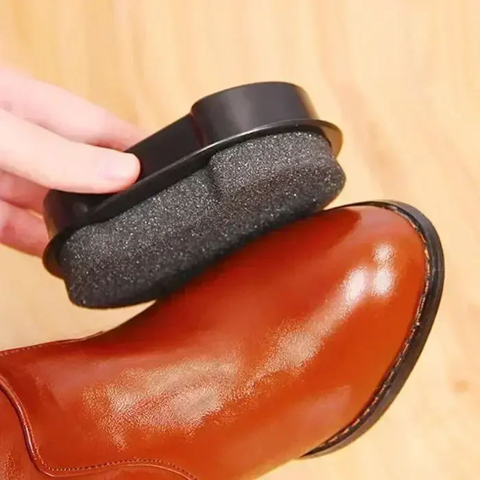 Brosse à chaussures en cuir Double face, polissage rapide, brosse à vernis, entretien des chaussures, nettoyage éclaircissant, plumeau, éponge, lingette incolore