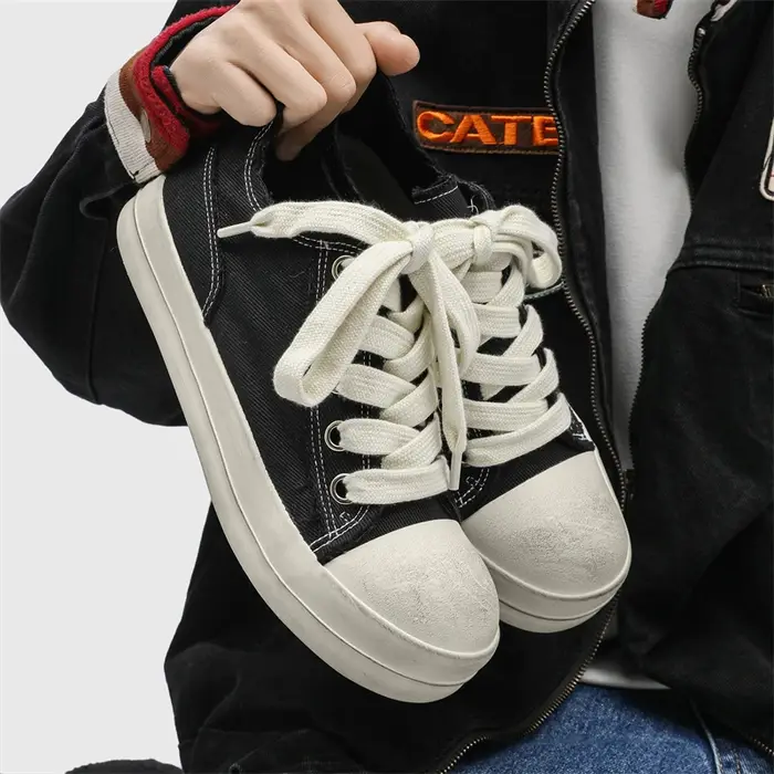 2025New hommes toile fond épais baskets mode à lacets décontracté jeunesse chaussures léger en plein air confortable plat concepteur chaussure de marche