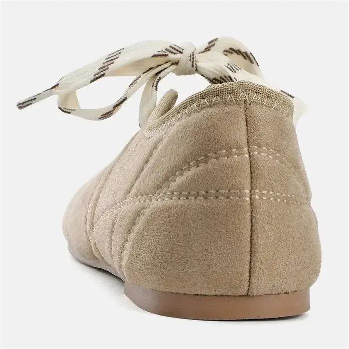 Mode bout rond ballerines femmes à lacets Faux daim peu profond concis semelle souple Mary Jane chaussures