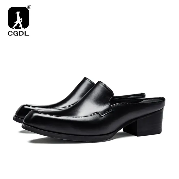 Mules en cuir véritable pour hommes demi-chaussures homme marque de luxe concepteur