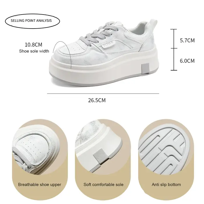 FOXER 2026 Printemps-Été – Baskets compensées pour femme à semelle épaisse